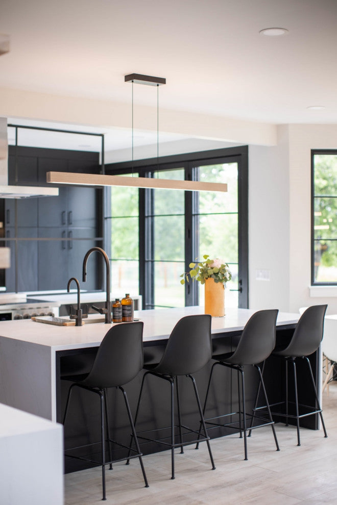 Una LED 66" Linear Pendant, White Washed Oak, Uplight/Downlight, 4000K, Dimmable