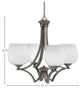 Zilo Uplight, 4 Light, Chandelier, Graphite Finish With 6" White Marble Glass