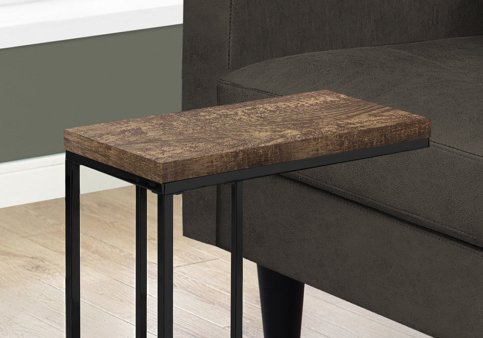 HomeRoots 18.25" x 10.25" x 25.25" BrownBlack Particle Board Metal Accent Table