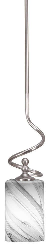 Capri 1-Light Mini Pendant with Hang Straight Swivel, Brushed Nickel/Onyx Swirl