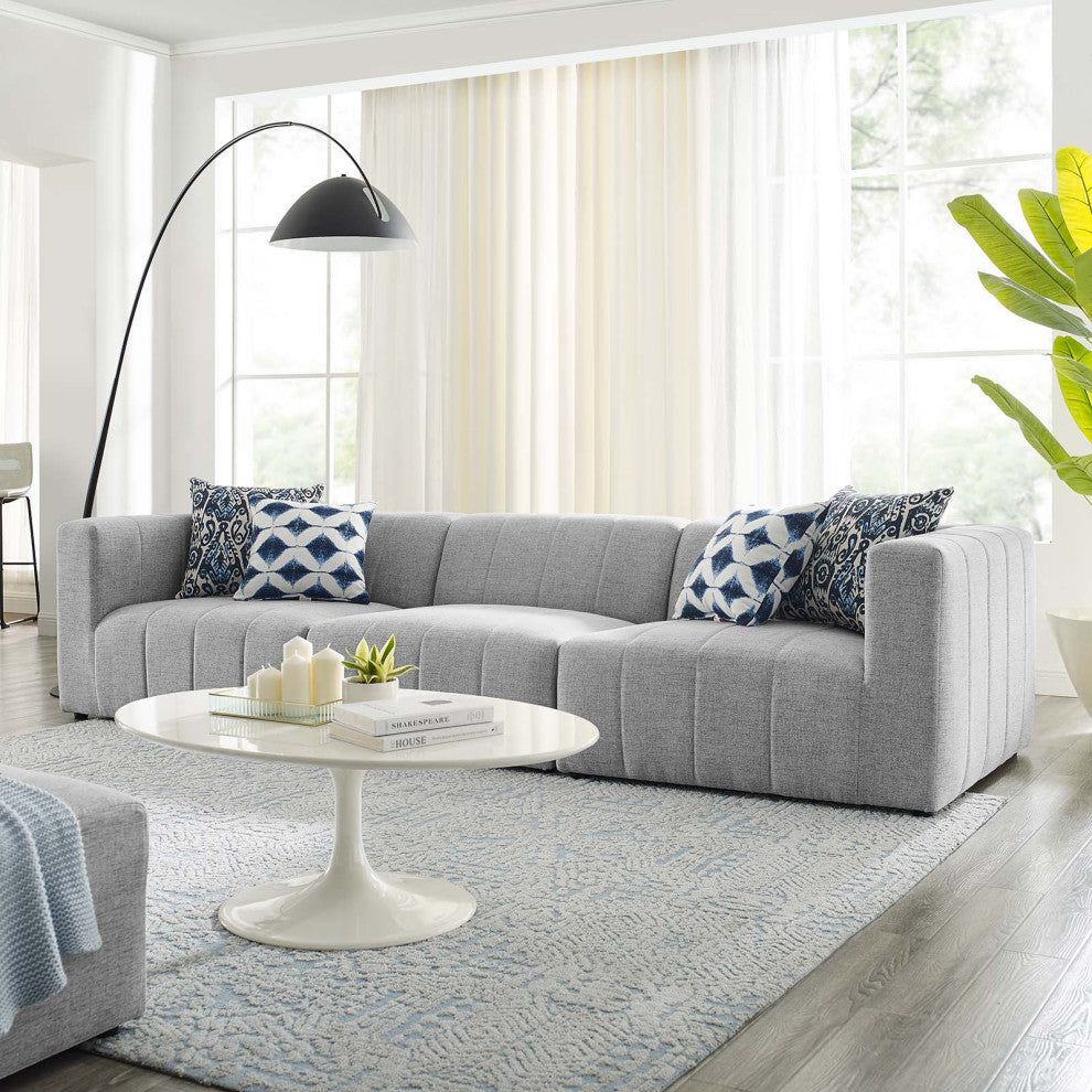 Bartlett Upholstered Fabric Upholstered Fabric 3-Piece Sofa Light Gray