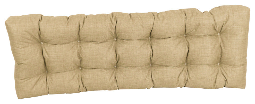 55"x19" Tufted Solid Outdoor Spun Polyester Loveseat Cushion Tan