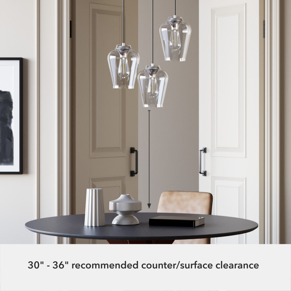 Vidria Brushed Nickel 3 Light Cluster Ceiling Light Fixture