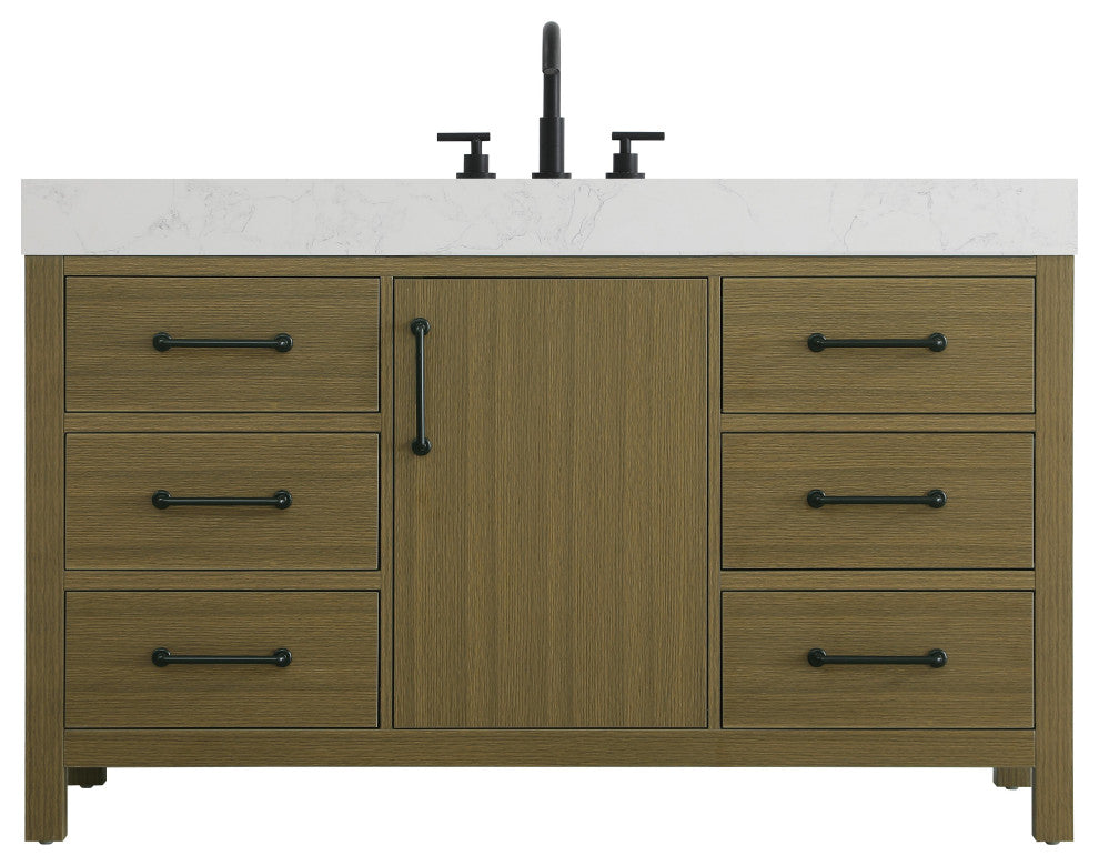 Home Living 54" Single Bathroom Vanity, Chestnut Brown