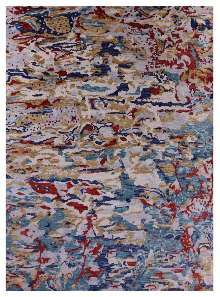 8' 10" X 12' 3" Modern Handmade Wool Rug Q8579