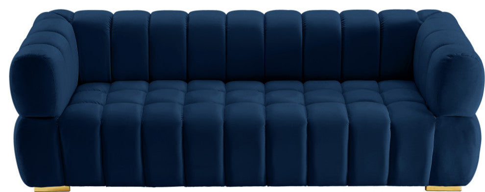 Gwen Velvet Upholstered Chair, Navy, Sofa