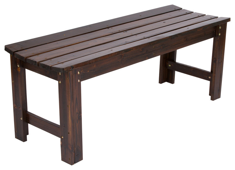 4' Backless Garden Bench, Burnt Brown