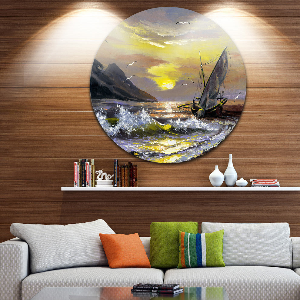 Meet You Soon, Seascape Round Wall Art, 23"