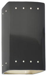 Ambiance Small Rectangle With Perfs Wall Sconce, Open, Gloss Grey, E26