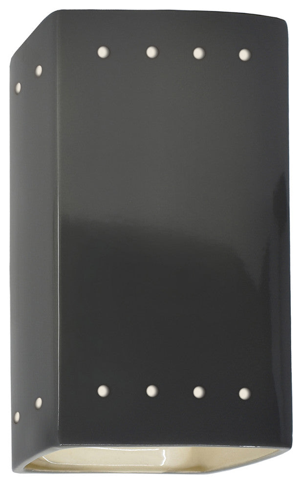 Ambiance Small Rectangle With Perfs Wall Sconce, Open, Gloss Grey, E26