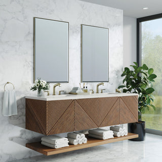 James Martin Marcello Bath Vanity, Chestnut, 72", Lime Delight, Three-Hole