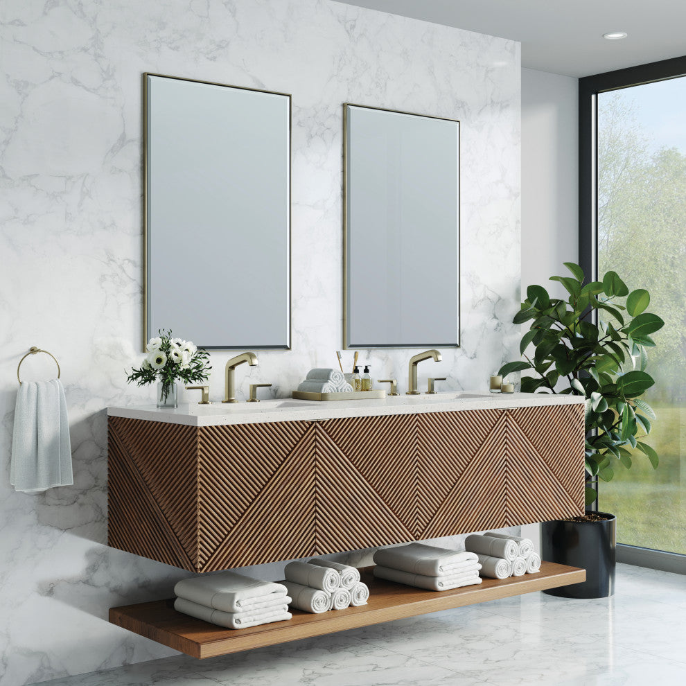 James Martin Marcello Bath Vanity, Chestnut, 72", Lime Delight, Three-Hole