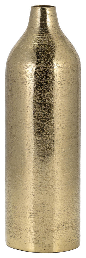 Metal, 15"H Cylinder Vase, Gold