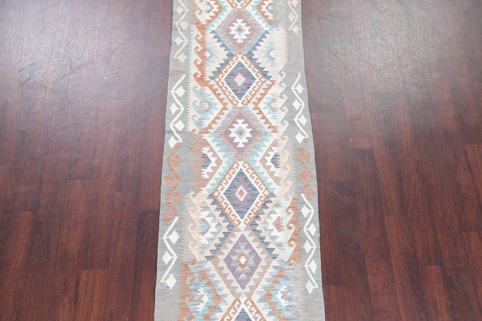 Turkish Runner Flat-Woven Southwestern Kilim 10' Oriental Rug, 9'8"X2'8"