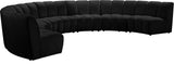 Infinity Channel Tufted Velvet Modular Chair, Black, 7 Piece