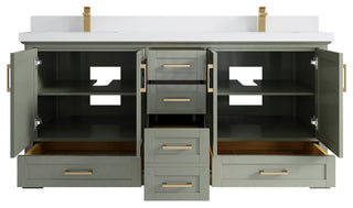 Boston 72 Double Sink Bath Vanity in Evergreen 2" White Quartz