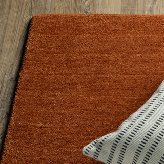 Apollo Heathered Solid Rust Hand-Made Wool Area Rug Runner 2'6" x 8'