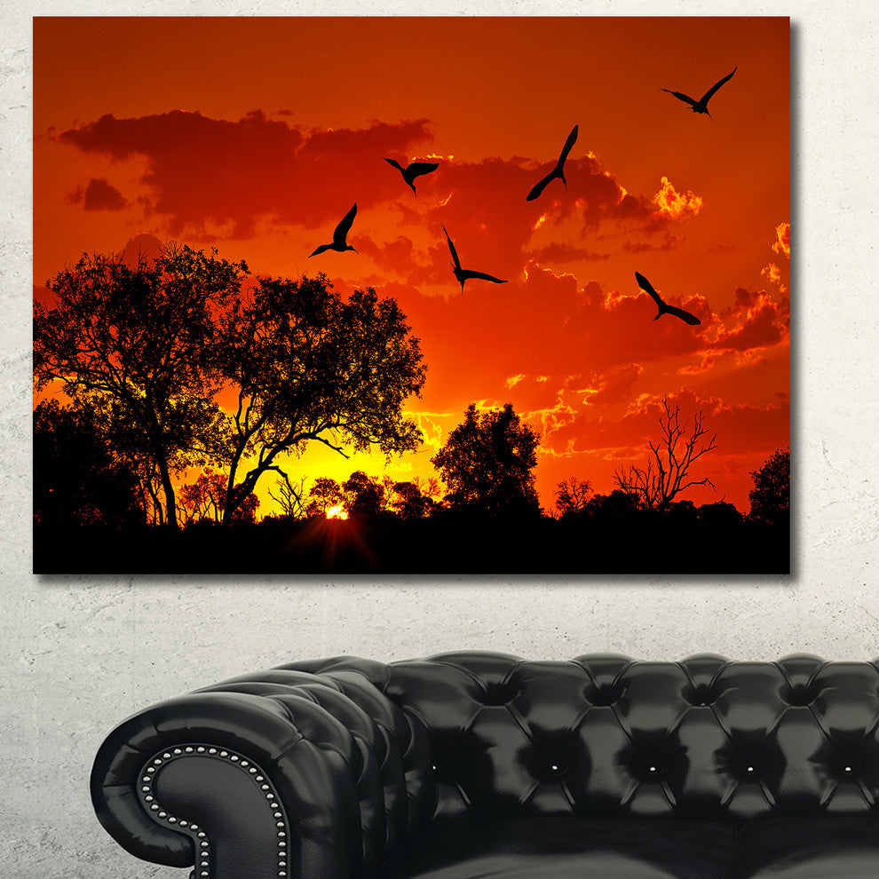 African Landscape with Warm Sunset, African Landscape Canvas Print, 40"x30"