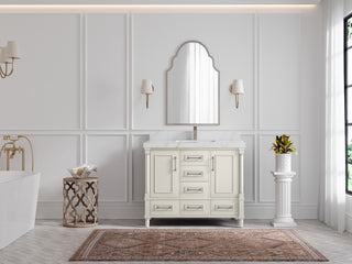 Aberdeen 42" Single Sink Bath Vanity, Alabaster 2" Calacatta Sienna