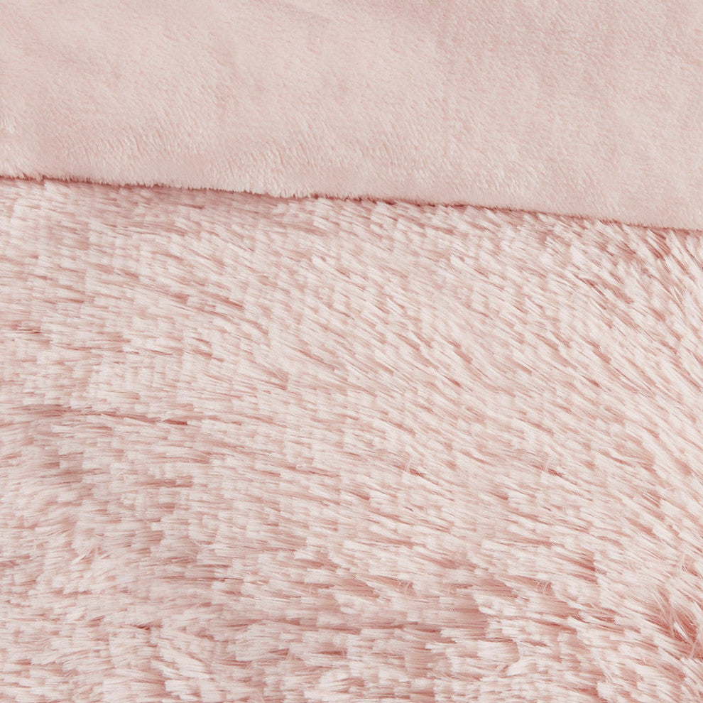 Intelligent Design Malea Shaggy Fur Duvet Cover Set, Blush