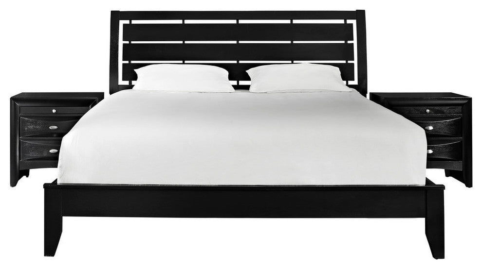 Modern Contemporary Bedroom 3-Piece SetQueen Bedroom Set Black