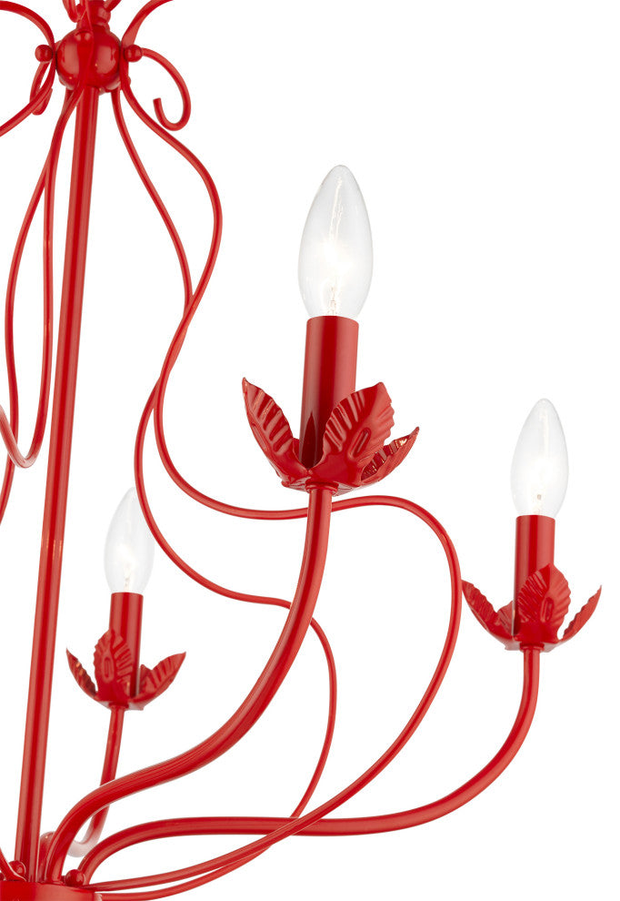Livex Lighting 5 Light Shiny Red Chandelier