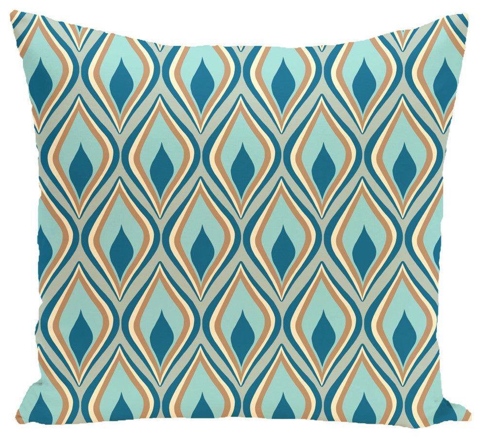 Candlelight Geometric Print Pillow, Teal, 20"x20"