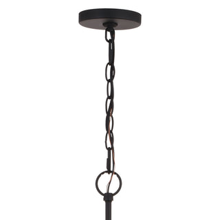 Annabelle 6-Light Farmhouse Chandelier Candelabra, Matte Black/Brushed Walnut