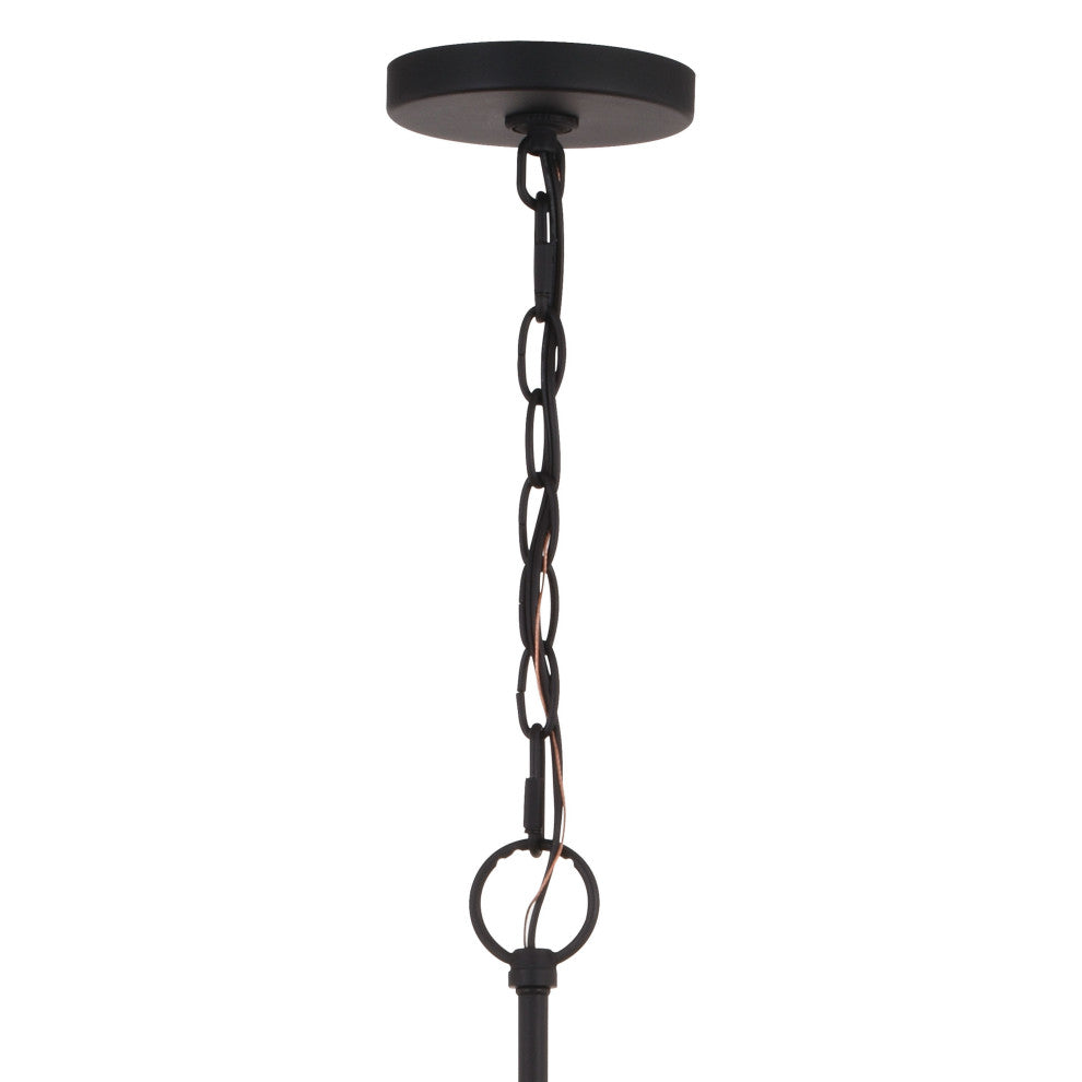 Annabelle 6-Light Farmhouse Chandelier Candelabra, Matte Black/Brushed Walnut