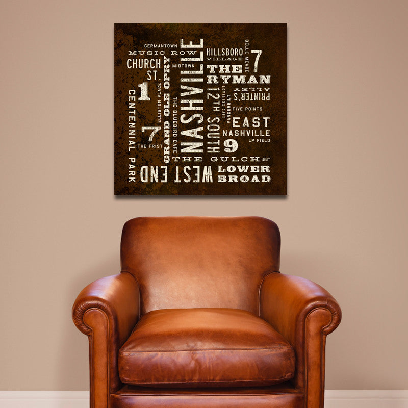 Nashville Art Sign. Nashville Canvas Print, 24x24