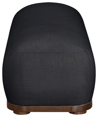 Calum Upholstered Bench, Black, Chenille Fabric, Brown Walnut Finish