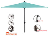 10'x6.5' Rectangular Auto Tilt Market Umbrella, Grey Frame, Sunbrella, Aruba