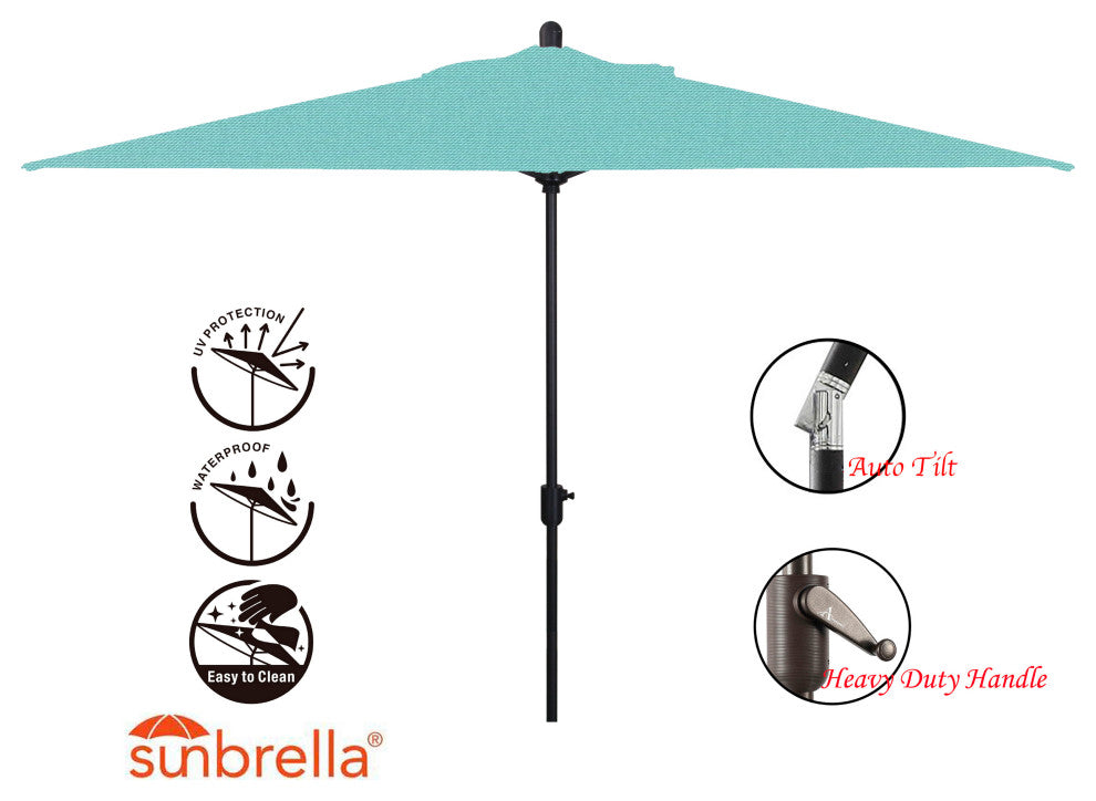 10'x6.5' Rectangular Auto Tilt Market Umbrella, Grey Frame, Sunbrella, Aruba