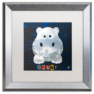 "Grunt The Hippo" Silver Framed Canvas Art by Design Turnpike