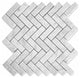 Herringbone Mosaic White Carrara Venato Carrera Marble Tile Honed 1x3, 1 sheet