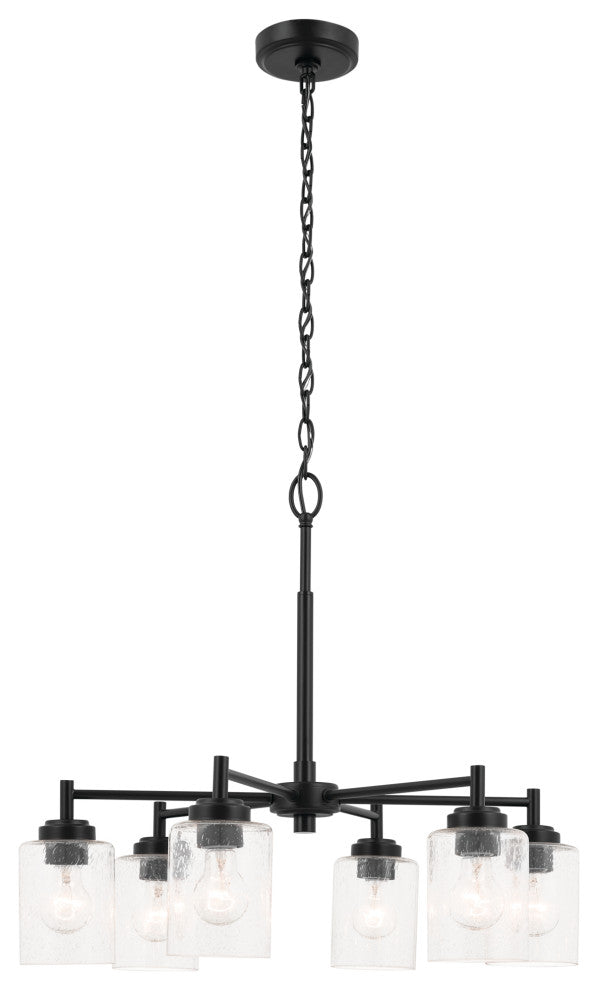 Winslow 26" 6 Light Chandelier With Clear Seeded Glass, Black