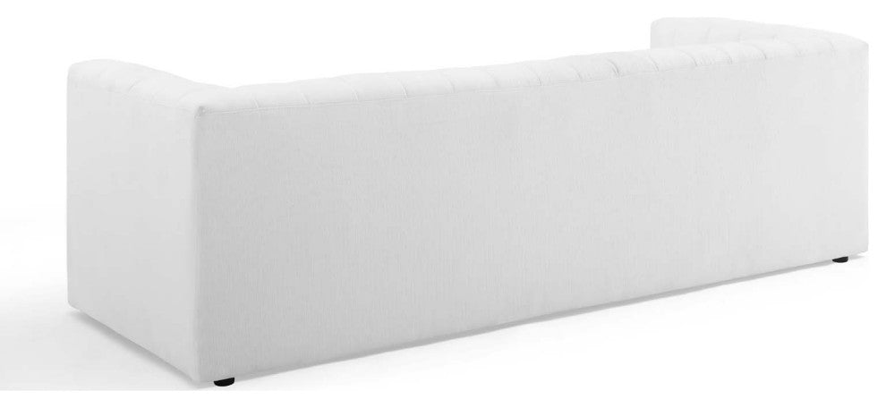 Tufted Sofa, Fabric, White, Modern, Living Lounge Room Hotel Lobby Hospitality