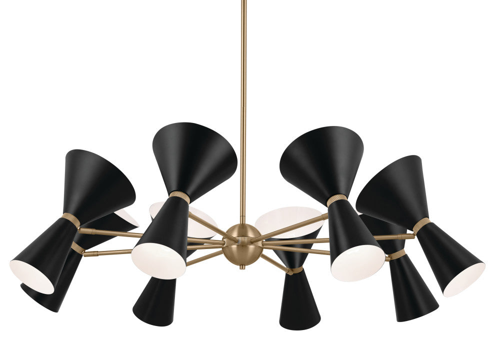 Phix 16 Light Chandelier 1 Tier Large, Champagne Bronze and Black