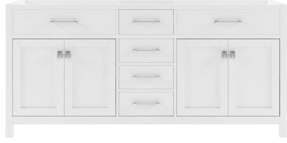 Caroline 72" Double Bathroom Vanity Cabinet Base Only in White with Top