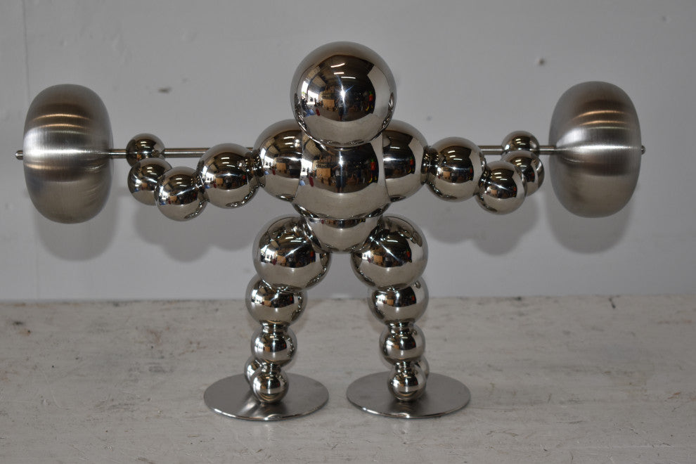 Modern Art Weightlifter Second Pull Position Chrome Statue Size: 20" x 9" x 12
