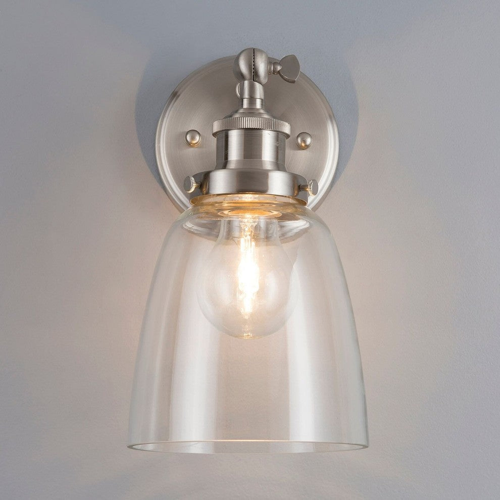 Fiorentino One-Light Wall Sconce with Bulb, Brushed Nickel