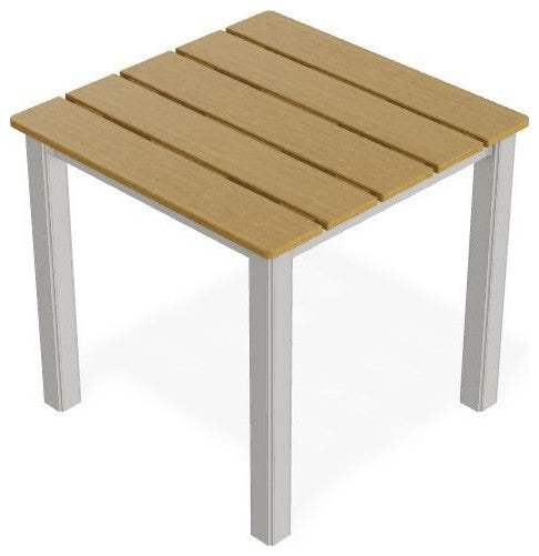 21" Square Rustic Outdoor End Table, Snow