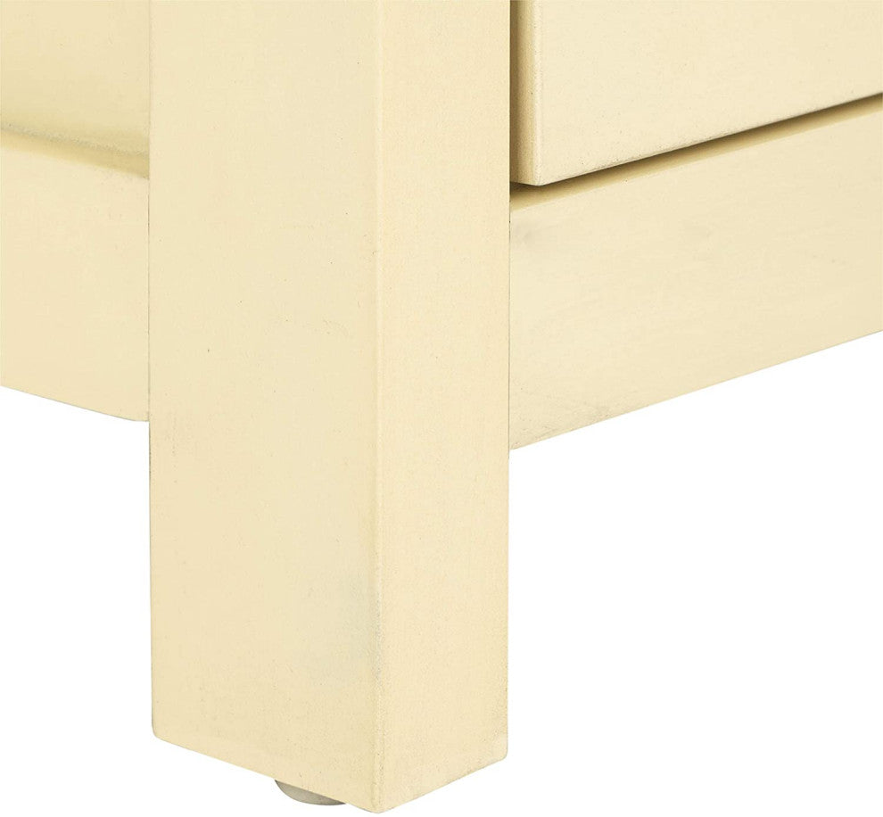 Unique Nightstand, 2 Drawers and Rectangular Top With Curved Accents, White