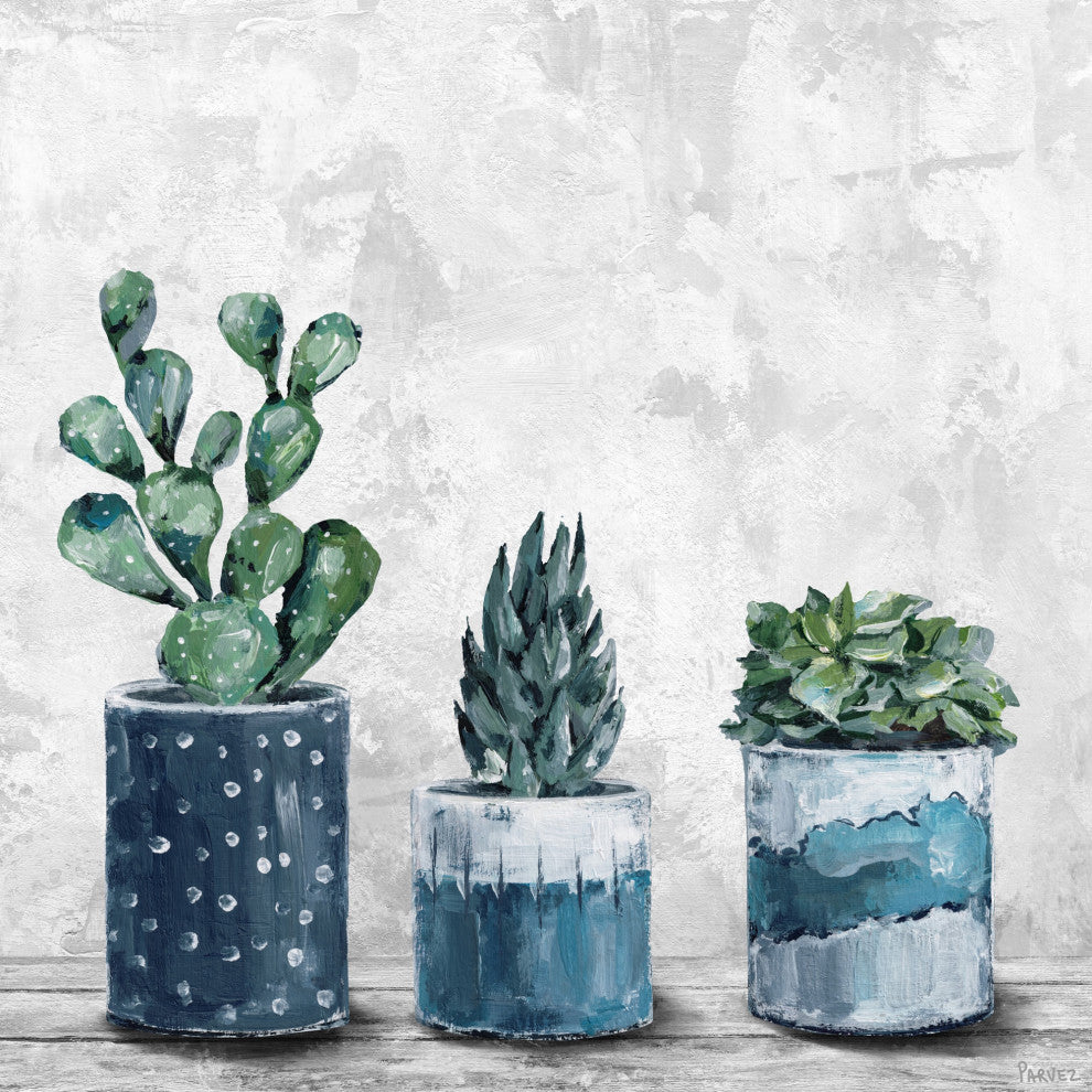 "Succulent Frost" Painting Print on Wrapped Canvas