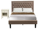 2Pc Full Size Bed Set, 1 Platform Bed Frame Dark Khaki, 1 Night Stand
