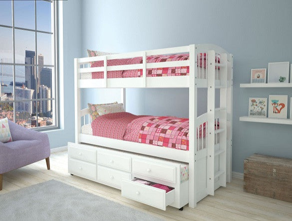 Candace White Twin over Twin Bunk Bed with Trundle