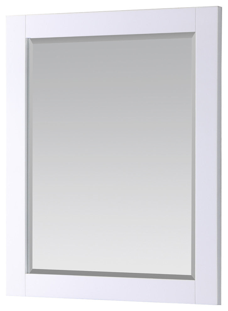Maribella Rectangular Bathroom Wood Framed Wall Mirror, White, 28"