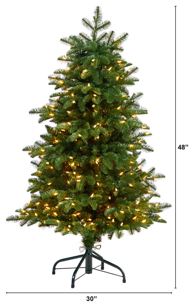 4' South Carolina Fir Faux Xmas Tree W/ 250 Clear Lights & 752 Bendable Branches