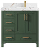 Malibu 36 Right Offset Bath Vanity in Lafayette Green 2" Viola Brown