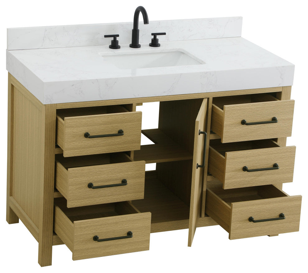 Home Living 48" Single Bathroom Vanity, Honey Brown With Backsplash